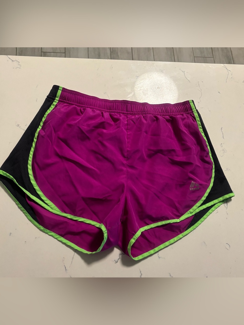 Women’s RBX Magenta and Black Athletic Shorts with Lime Trim, Medium